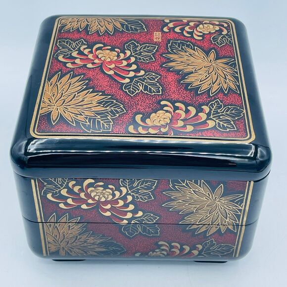 Vintage Asian Oriental Bento Style Jewelry Trinket Storage Box ROC Interpur - Picture 3 of 10